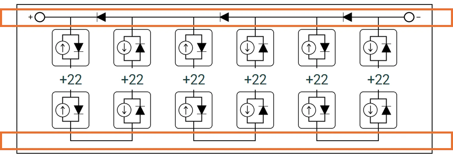 Circuit with 2 connector rows