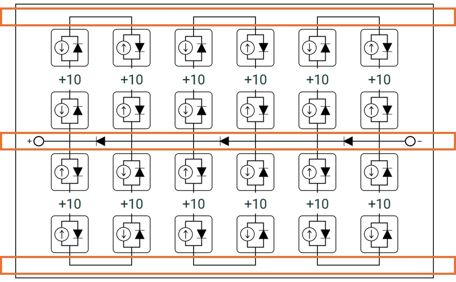 Circuit with 3 connector rows