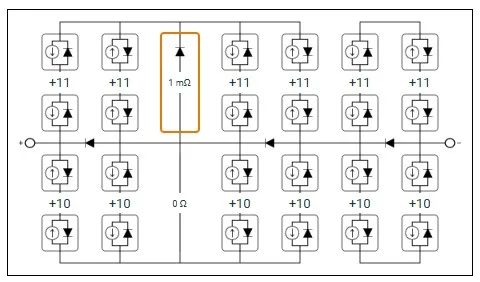 Circuit with a short-circuit column added and resistance input
visible