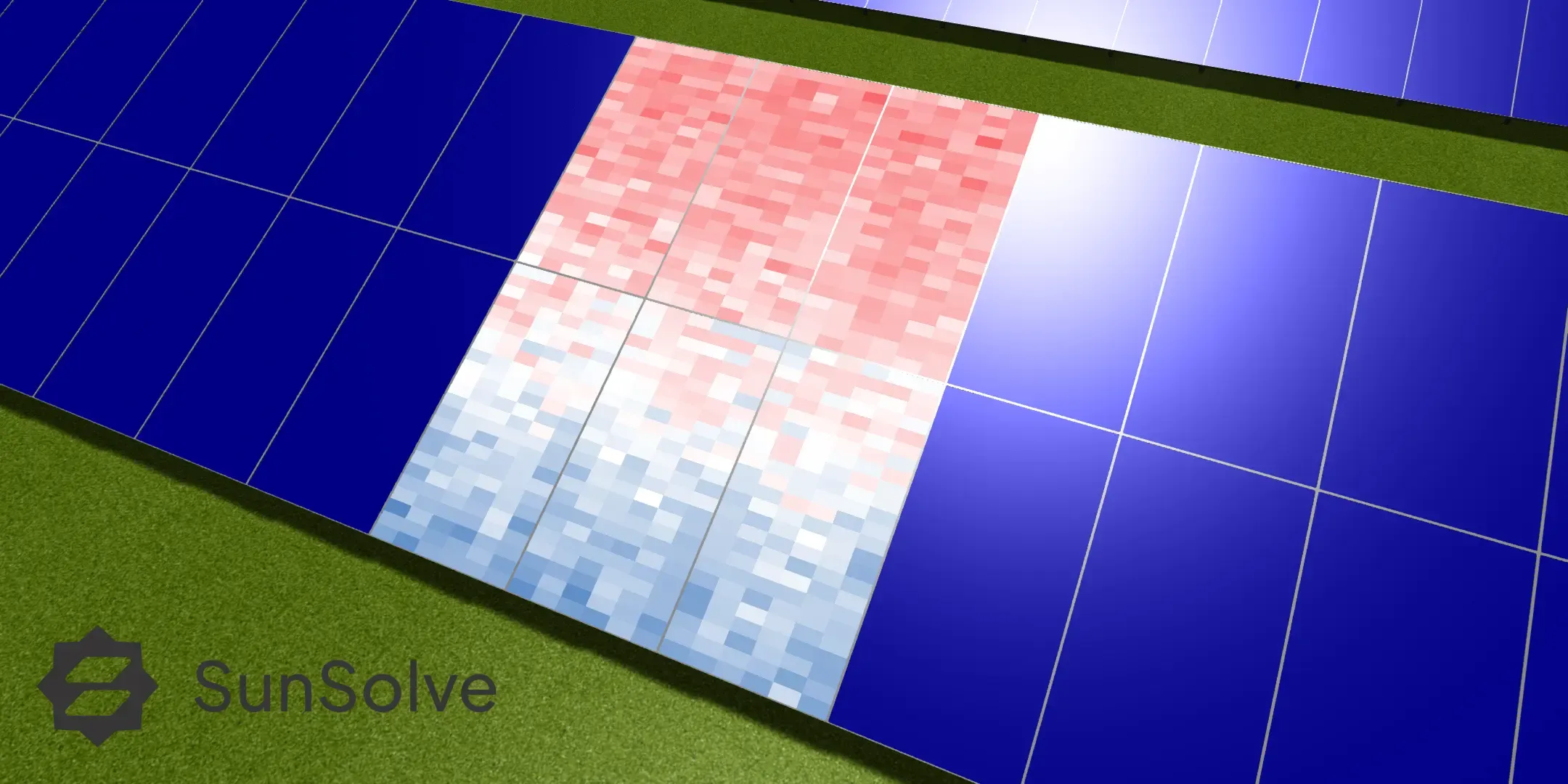 Figure 7a – Example heat map showing front absorption distribution across PV modules in a bifacial fixed tilt system..