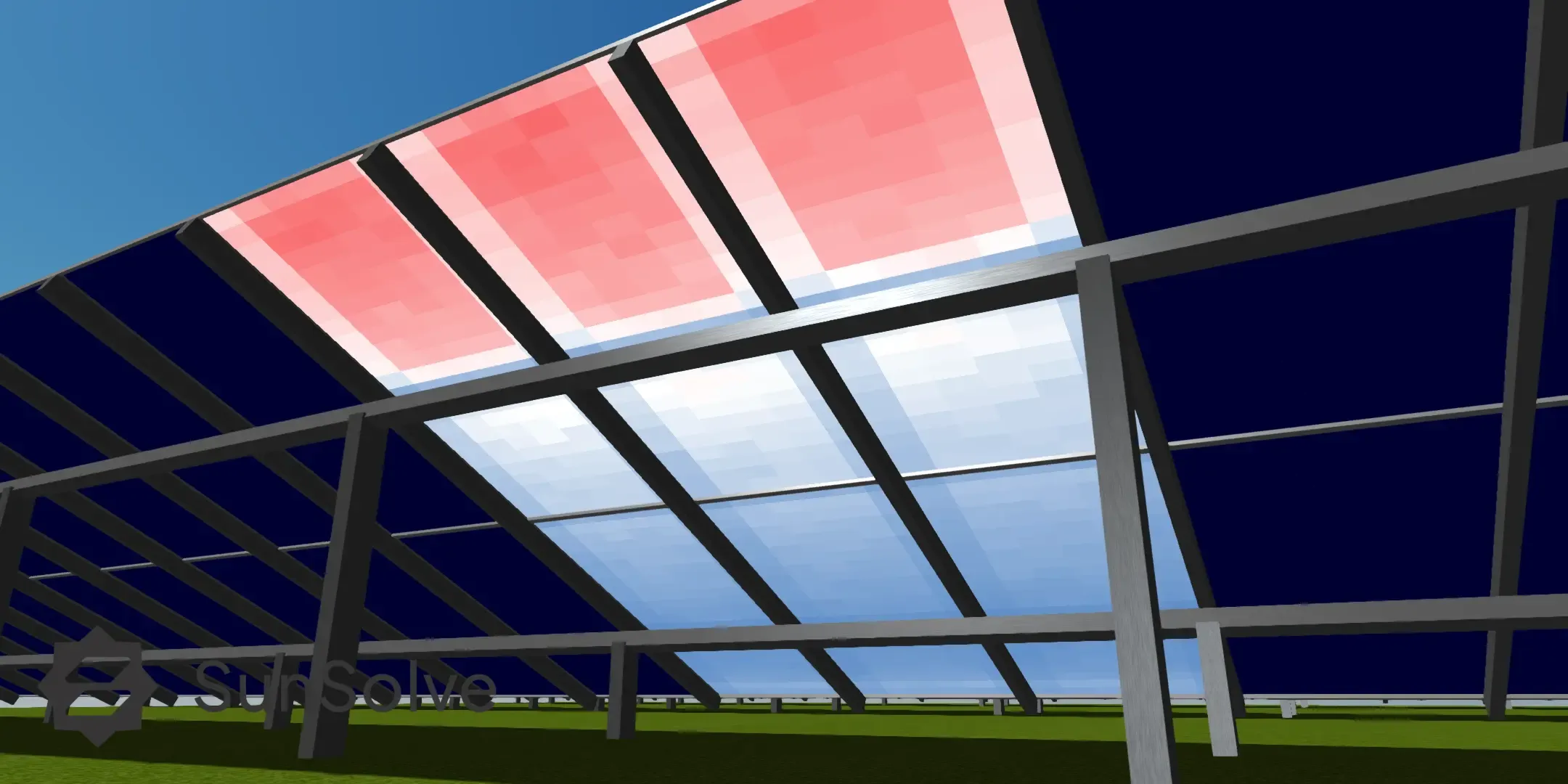 Figure 7b – Example heat map showing rear absorption distribution across PV modules in a bifacial fixed tilt system..