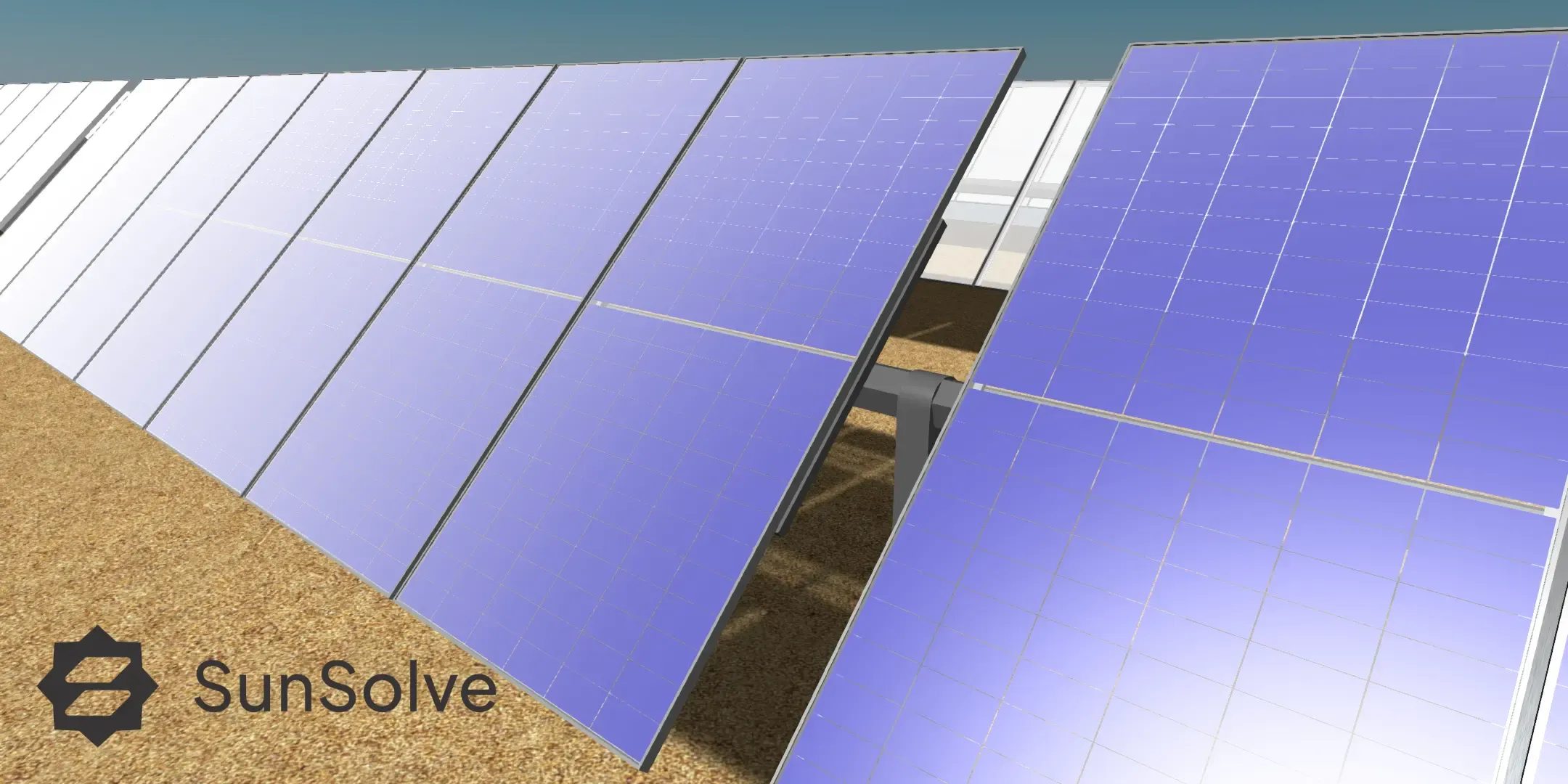 图2 – 从前面查看的单轴跟踪器系统的SunSolve截图。